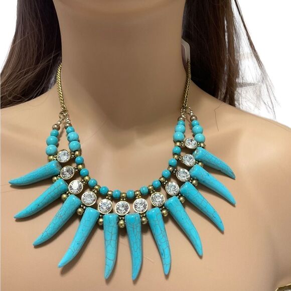 Turquoise Spiked Necklace - Picture 2 of 6